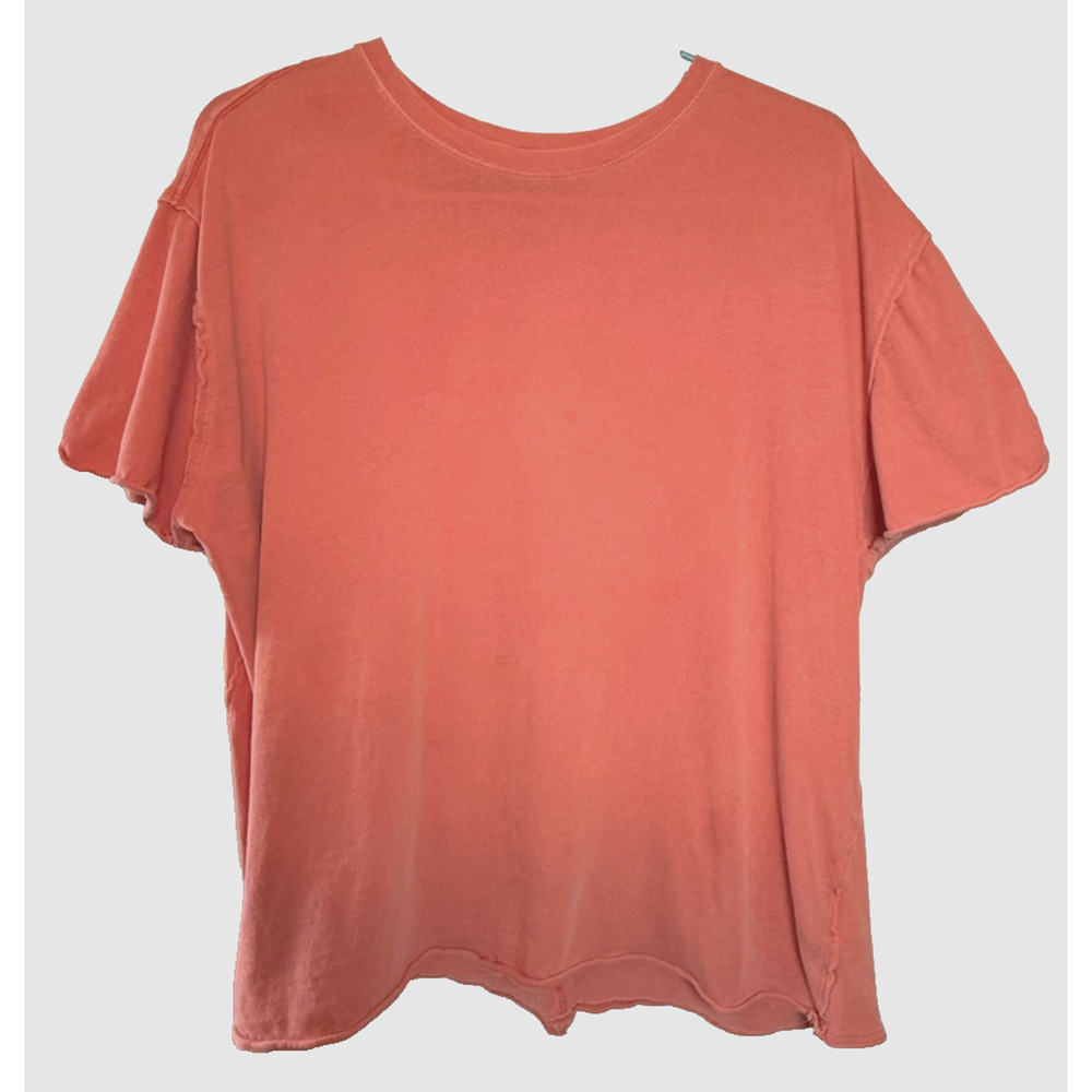 Free People We The Free Coral Distressed Oversized Tee Shirt Womens Small